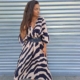 Vestido Largo Zebra cuello redondo, manga larga japonesa y con goma en la cintura